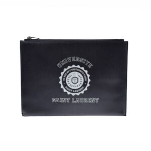 SAINT LAURENT Black Calfskin Clutch Bag